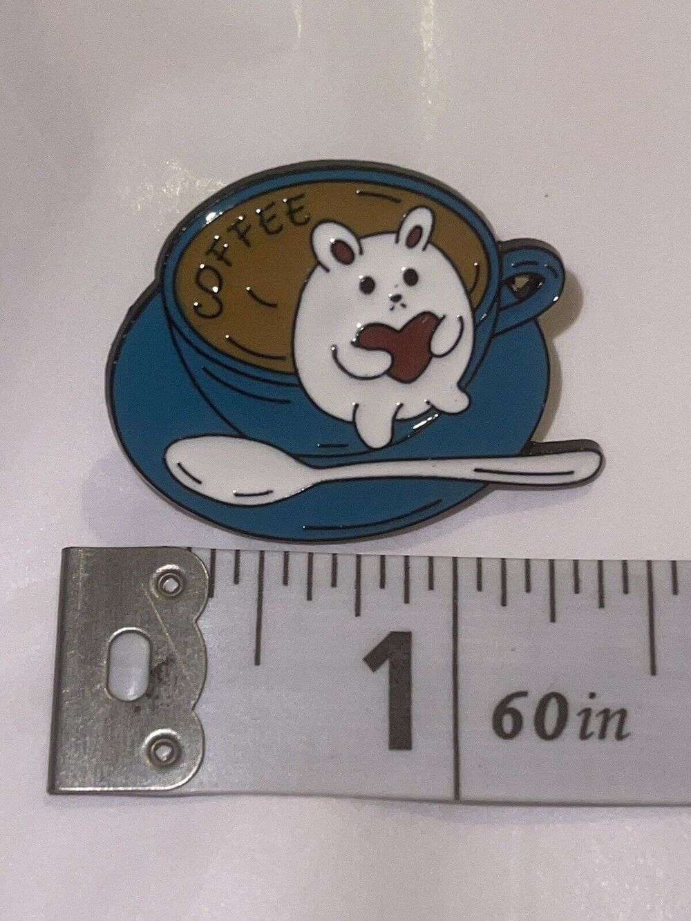 Heart Hamster Mouse Coffee Latte Pin Brooch
